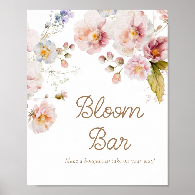 Affiche Baby Shower Fleur Sauvage Bar à Fleurs (Devant)