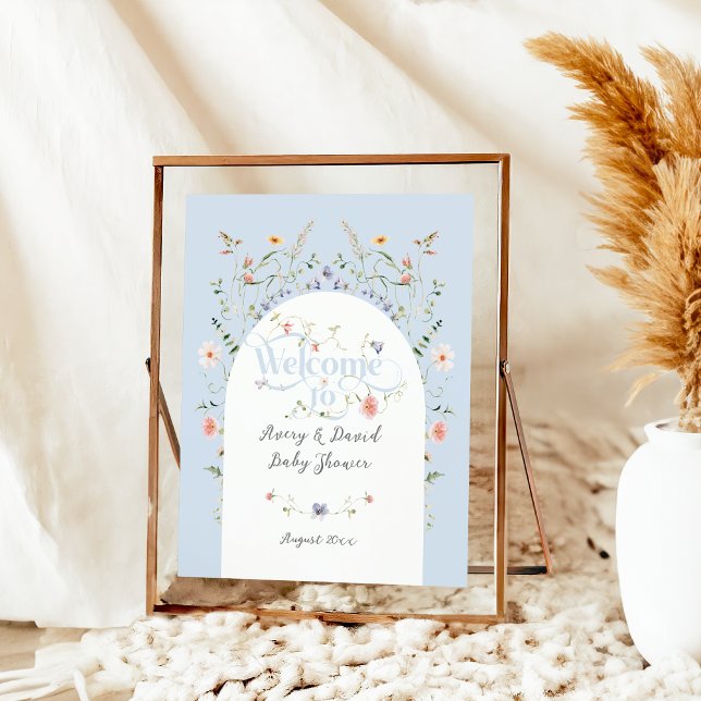 Affiche Baby shower fleur sauvage Blue Boy Bloom (Créateur téléchargé)