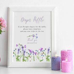 Affiche Baby shower Fleur sauvage de  de calfeuil violet