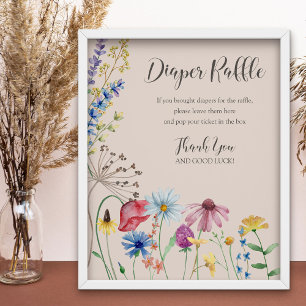 Affiche Baby shower fleur sauvage de signalisation de chau