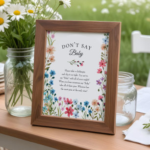Affiche Baby shower fleur sauvage "Don't Say Baby" Jeu
