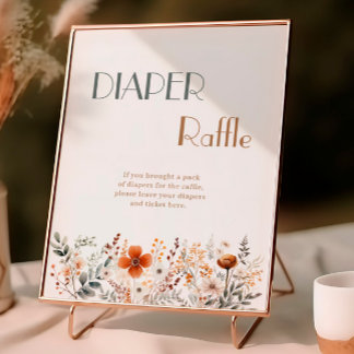 Affiche Baby shower Fleur sauvage en terre cuite Raffle de