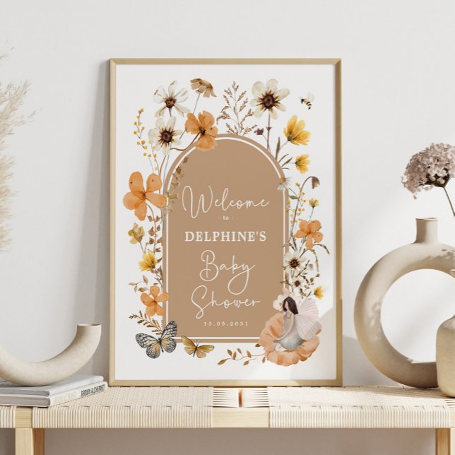 Affiche Baby shower Fleur sauvage Fée Boho Automne Bienven (Créateur téléchargé)