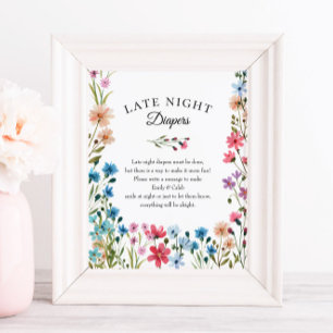 Affiche Baby shower fleur sauvage Late Night Diapés Imprim