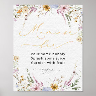 Affiche Baby shower fleur sauvage Mom-osa Bar