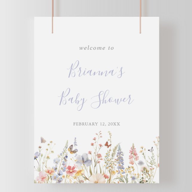 Affiche Baby shower Fleur sauvage multicouleur été Bienven (Créateur téléchargé)