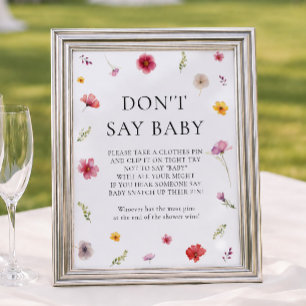 Affiche Baby Shower Fleur Sauvage Ne dites pas Bébé Jeu