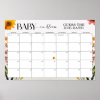 Baby shower Fleur sauvage pressé devine la date d'