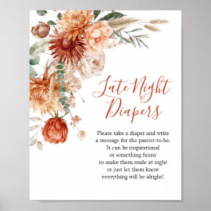 Affiche Baby shower Fleur sauvage rustique Diapositives ta