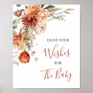 Affiche Baby shower Fleur sauvage Rustique Laissez vos dés