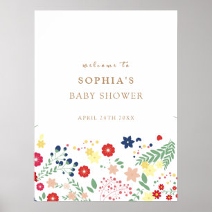 Affiche Baby shower Fleur sauvage simple et élégant Accuei
