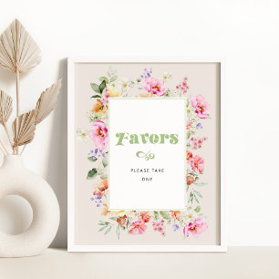 Affiche baby shower fleuri fleur sauvage Faveurs