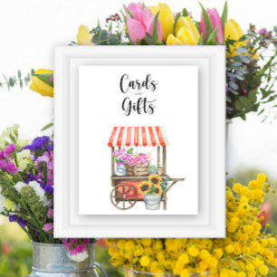 Affiche Baby shower Fleurs - cartes et cadeaux