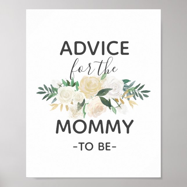 Affiche Baby shower Fleurs Conseils pour maman SIGNE (Devant)