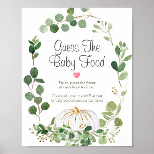 Affiche Baby Shower Fleurs de Citrouille Devinez la Nourri