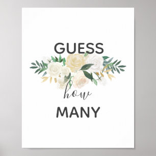 Affiche Baby shower Fleurs Devinez combien de signes