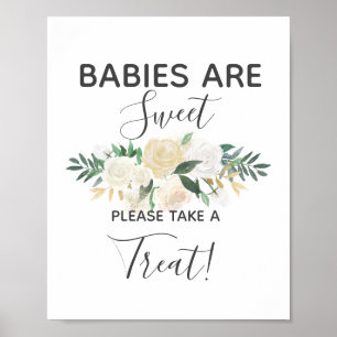 Affiche Baby shower Fleurs Prendre un signe de traitement