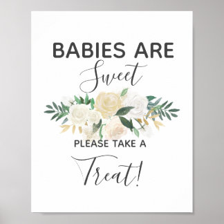 Affiche Baby shower Fleurs Prendre un signe de traitement