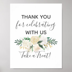 Affiche Baby shower Fleurs Prendre une menace signe de fav