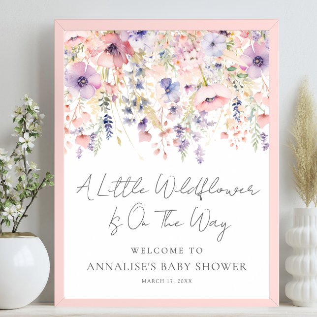 Affiche Baby Shower Fleurs Sauvages (Wildflower Floral Baby Shower Poster)