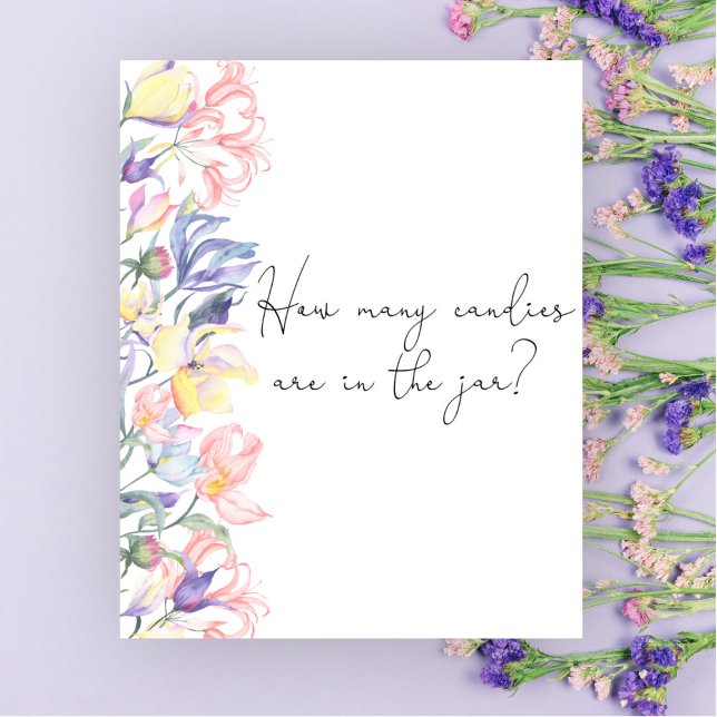 Affiche Baby shower fleurs sauvages Devinez combien de bon (Créateur téléchargé)