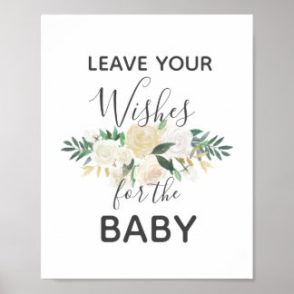 Affiche Baby shower Fleurs Voeux pour bébé signe