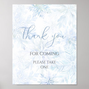 Affiche Baby Shower Flocon de Neige Bleu Merci d'être venu