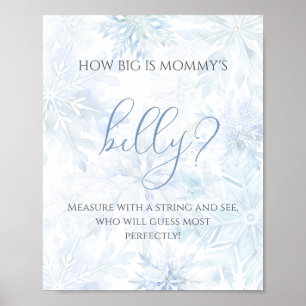 Affiche Baby Shower Flocon de Neige Bleu Quelle est la tai