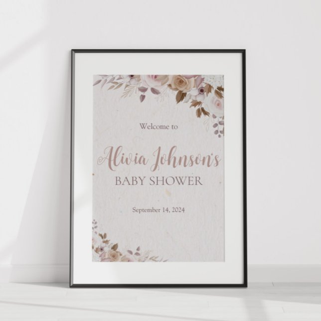 Affiche Baby shower Floral Brown Boho (Créateur téléchargé)