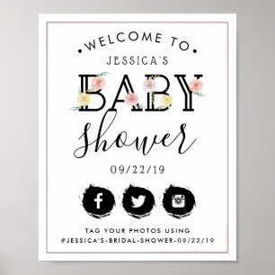 Affiche Baby shower Floral Chic