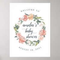 Baby shower Floral de miété Bienvenue
