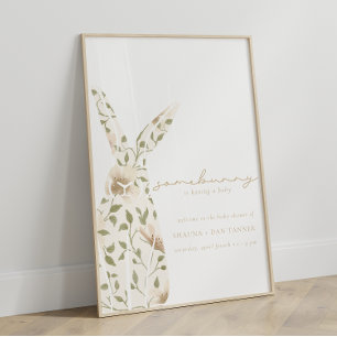 Affiche Baby shower floral de Pâques de printemps