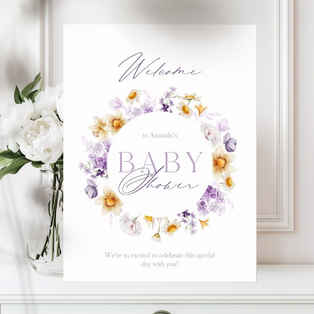 Affiche Baby shower floral élégant Accueil (Créateur téléchargé)
