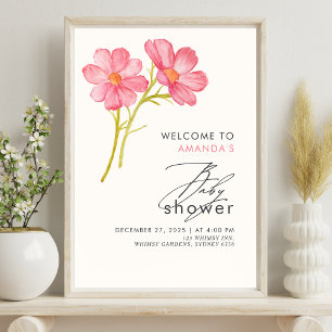 Affiche Baby shower floral Fleur sauvage de Bohême
