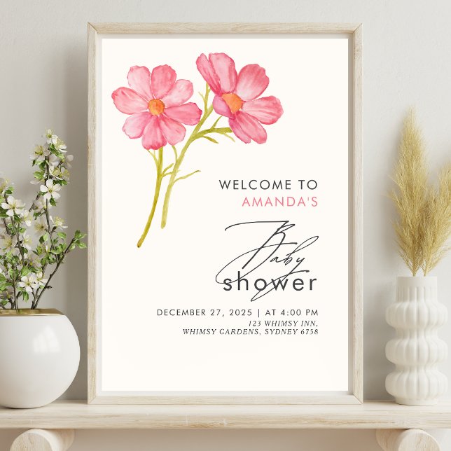 Affiche Baby shower floral Fleur sauvage de Bohême (Créateur téléchargé)