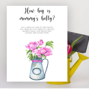 Affiche Baby-shower floral : jeu sur la taille du ventre d
