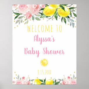 Affiche Baby shower Floral Pink Lemonade Bienvenue