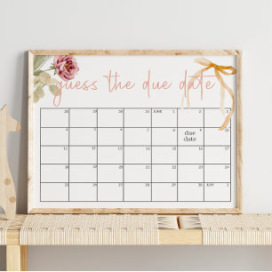Affiche Baby Shower Floral Printemps Automne Date Prévue