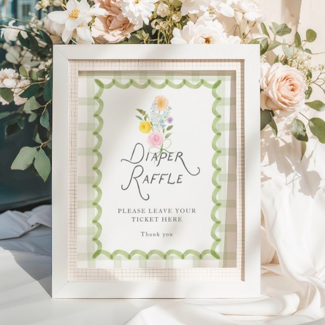 Affiche Baby-Shower Floral Raffle de Couches (Créateur téléchargé)
