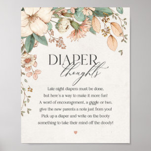 Affiche baby shower floral rose pâle enseigne