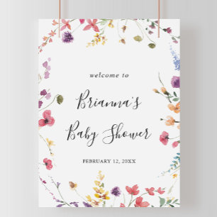 Affiche Baby shower floral sauvage coloré classique Accuei