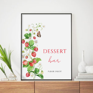 Affiche Baby shower fraise Dessert bar