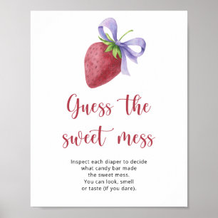 Affiche Baby shower fraise - devinez le désordre