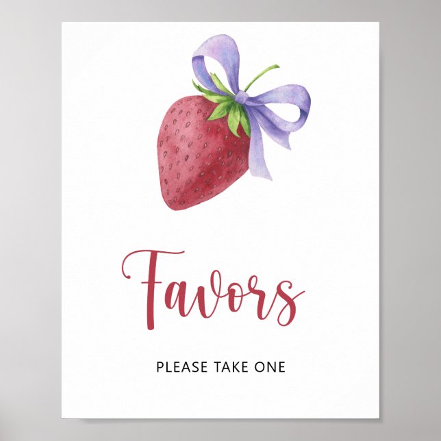 Affiche Baby shower fraise - faveurs (Devant)