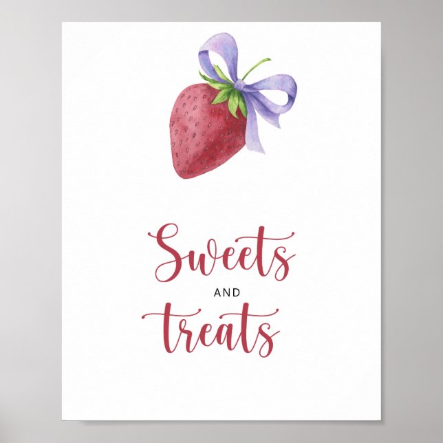 Affiche Baby shower fraise - friandises et douceurs (Devant)