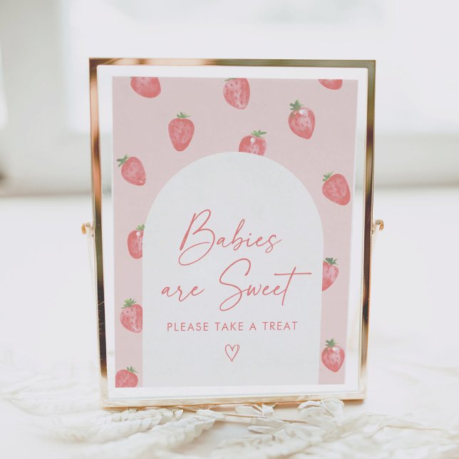 Affiche Baby shower fraise Les bébés sont doux (Créateur téléchargé)