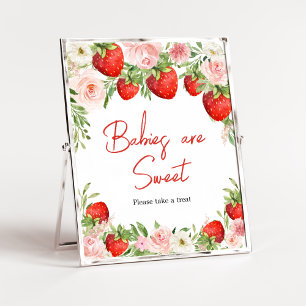 Affiche Baby shower fraise Les bébés sont doux