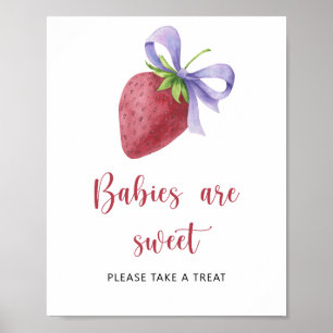 Affiche Baby shower fraise - les bébés sont doux