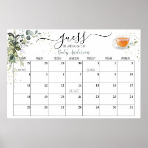 Affiche Baby shower Game Guards Date d'échéance Calendrier