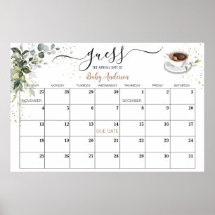 Affiche Baby shower Game Guards Date d'échéance Calendrier